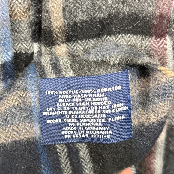 Black and Gray Plaid Scarf with Fringed Ends - Picture 2 of 2